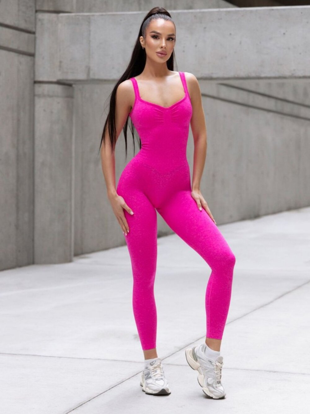 Buffbunny Collection Shape Seamless Bodysuit Hot Pink Sz S Yoga Pilates Gym